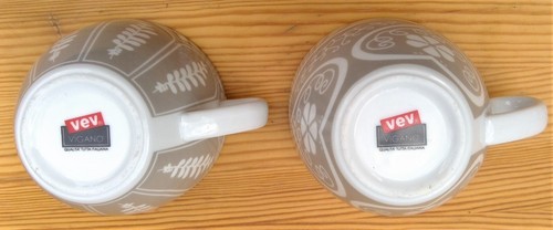 VEV VIGANO Italy Made 2 ceramic cups different gray patterns coffee/espresso - Picture 5 of 10