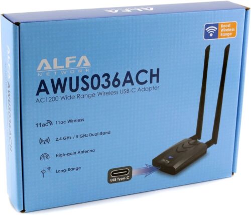 Alfa Dual-Band AC1200 USB Wi-Fi Adapter with External Antennas for Fast Data - Picture 9 of 12