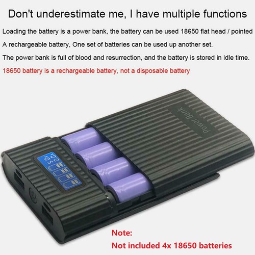Black DIY Power Bank Case LCD Display 4 Slot 18650 Battery Charger Storage Box - Picture 12 of 15