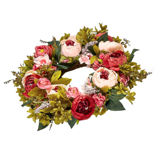 VEVOR Artificial Decorative Wreath 48.26 cm Pink Peonies Hydrangeas Year Round - Picture 10 of 12