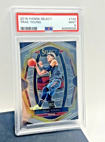 2018-19 Panini Select Trae Young Premier Level Silver Prizm Rookie RC 142 PSA 9