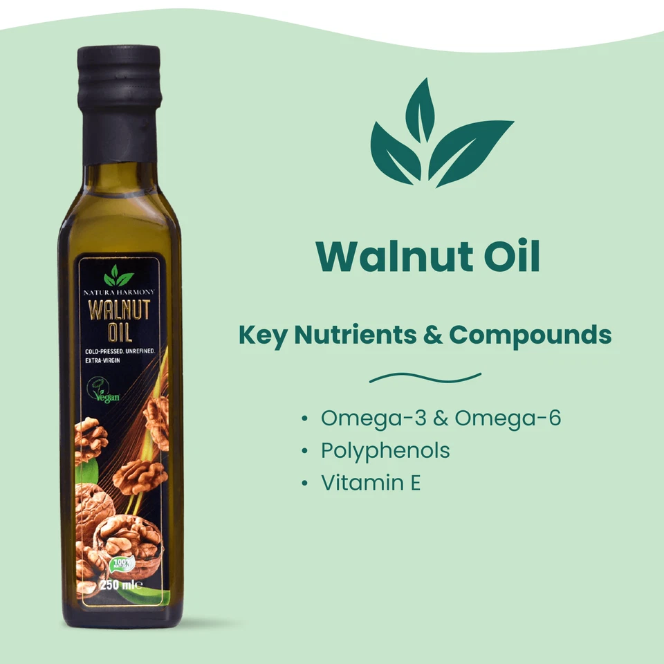 Walnut Oil 250ml, Virgin Cold Pressed, Unrefined, Oil for Cooking, Vegan, Omega - Image 4 of 4