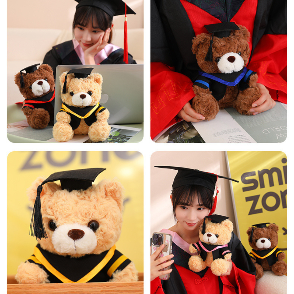 Small Sitting Bear Doll Graduation Gown Graduation Gift Plush Toy