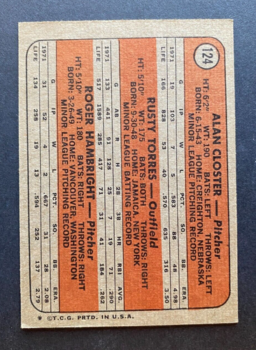 1972 TOPPS BASEBALL Cards Singles U-PICK #1-250 Range from VG-NM - Picture 122 of 228