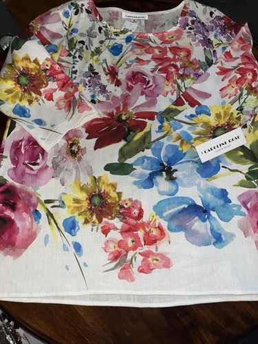 Caroline Rose Classic Flirty Floral Linen Tunic Size XL MSRP $375 - Picture 7 of 10