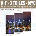 80x75cm Kit 3 PRINTED CANVAS DECORATION CANVAS - NEW YORK-NY-01-3T8075A