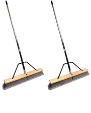 24" Multi-Surface Push Broom with Silver/Black Handle (2 Pack)