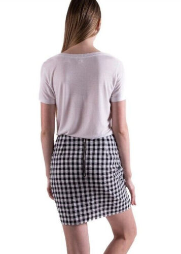 Anthropologie Lili's Closet Ruffled Gingham Mini Skirt Black White Size S Small - Picture 2 of 5
