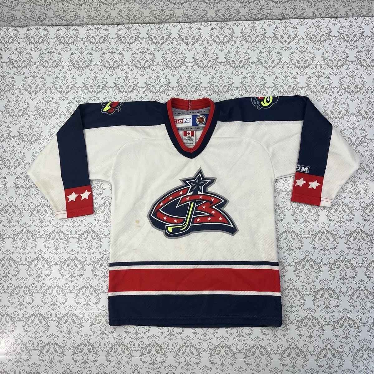 NHL Columbus Blue Jackets Official CCM White Jersey Kids Size One