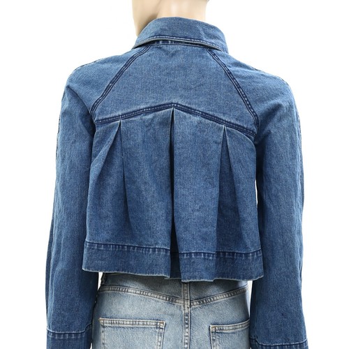 Veste en jean boutonnée Merlette Verne haut balançoire officiel coton bleu uni S NEUVE 263409