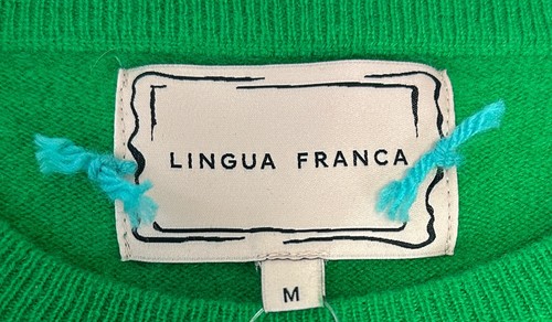 NWT LINGUA FRANCA Felt Heart Crewneck Sweater Medium Kelly Green Orange Patch M - Picture 12 of 16