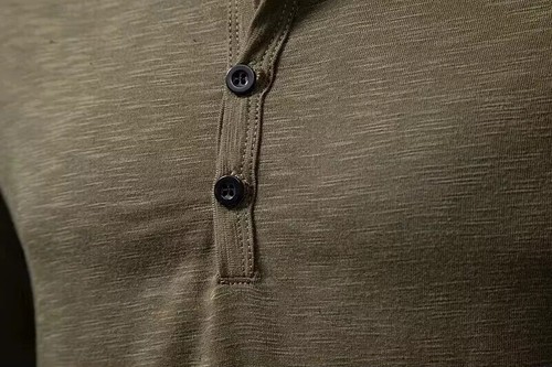 Camisa Para Hombre Algodón Cuello Henley Camisetas Manga Larga Informal Botón Liso 25% DE DESCUENTO - Imagen 23 de 29