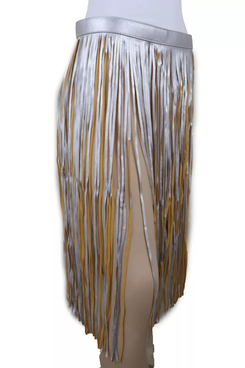 Metallic fringe skirt with belt top