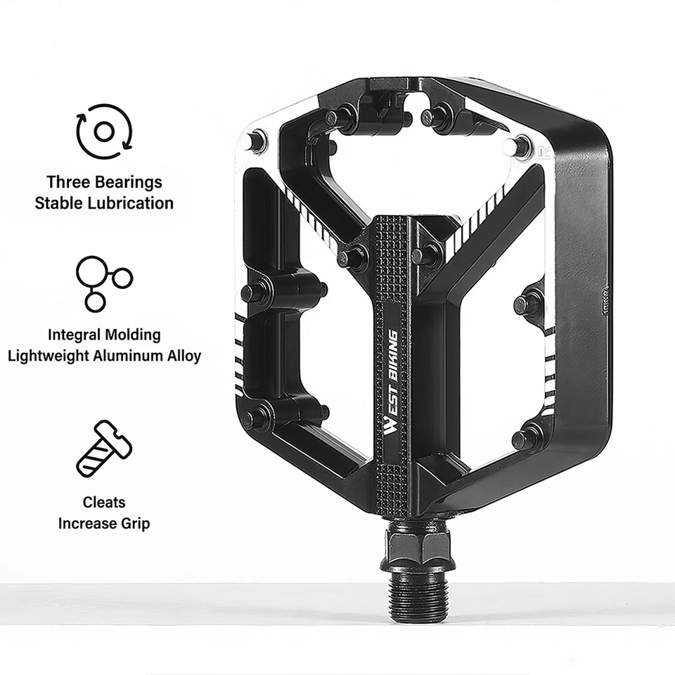 Bike Non-Slip Pedals Bicycle Pedal MTB Aluminum Alloy Sealed Bearing Pedal 9/16" - Image 3 of 4
