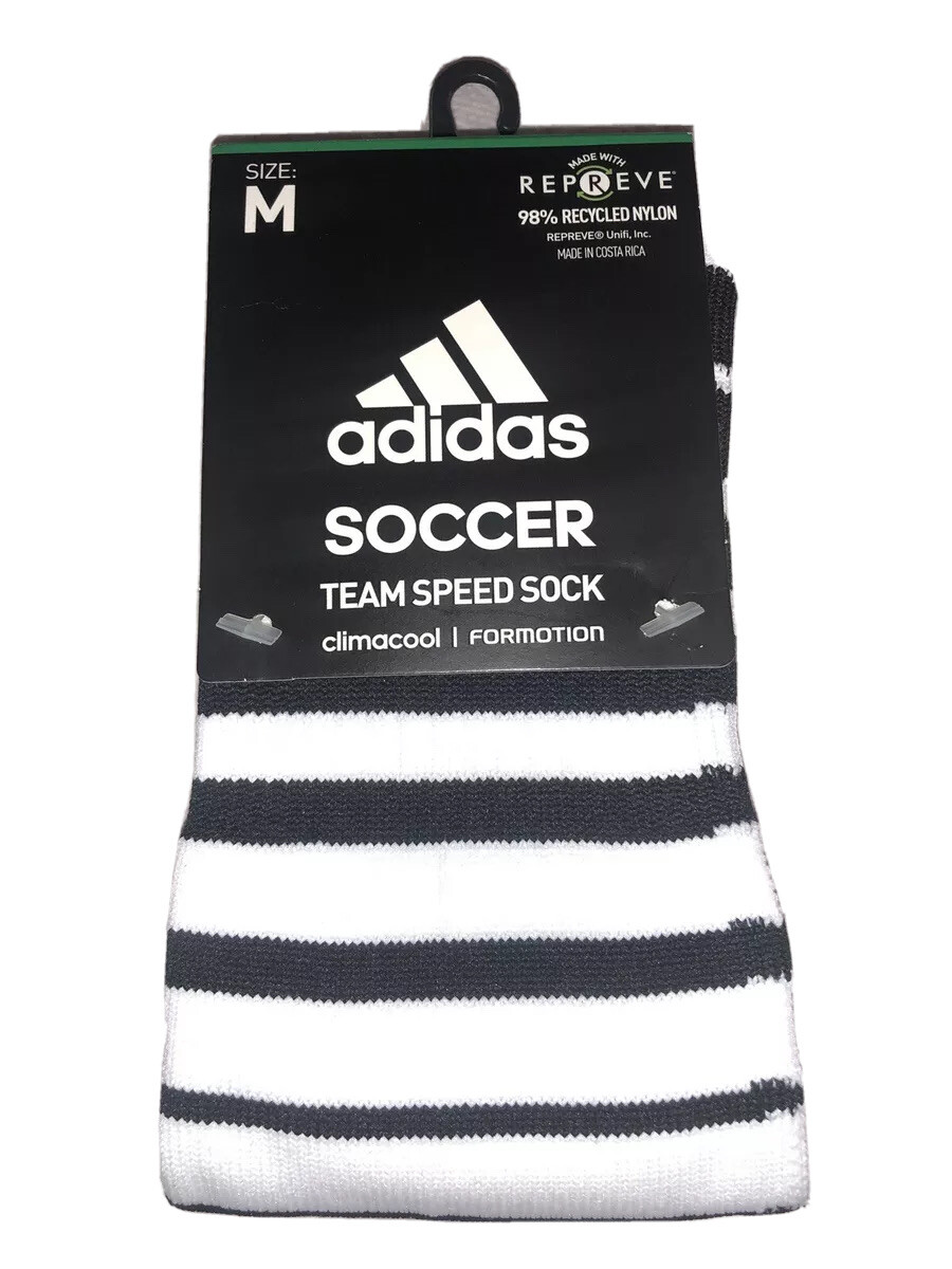 Adidas Team Speed OTC Soccer Socks 1 Pair Men 5 8.5 Wmn 5 9.5 White Black w Logo