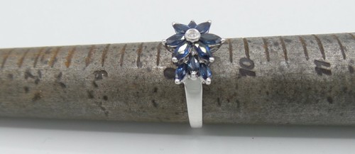 Zales .05Ct Diamond And .50 Ct 14KT Sapphire Gemstones Anniversary Fine Ring - Picture 9 of 9