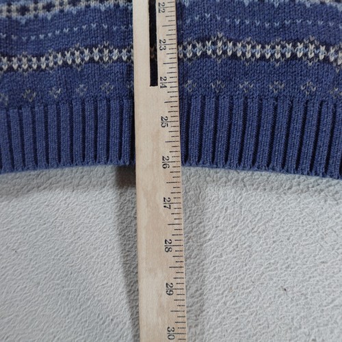 Vintage Fair Isle Sweater Mens Extra Large Blue Knit Thick Grandpa Dad Cherokee - Picture 12 of 13