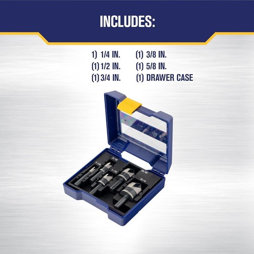 IRWIN Metal Countersink Drill Bit Set 5 Piece 1877793 High Speed Steel New Kit - Picture 3 of 8