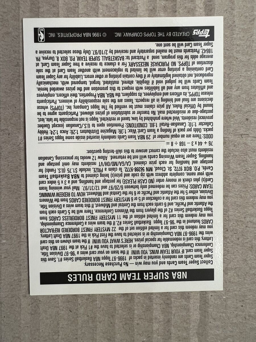 経典 SUPERTEAM 76ERS PHILADELPHIA TOPPS 1996-97 SUPER #NNO TEAM その他