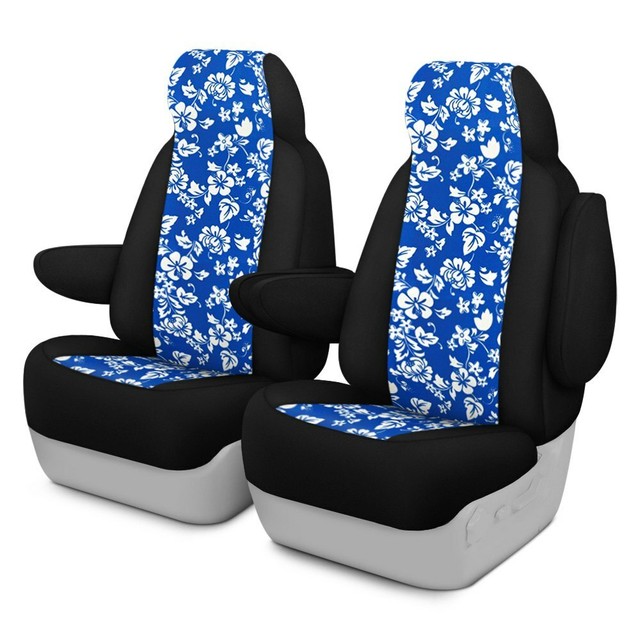 For Saturn Ion 05 07 Hawaiian 1st Row Blue W Black Custom Seat Covers - 2006 Saturn Ion Seat Covers For Saturn Ion 05 07 Hawaiian 1st Row Blue W Black Custom Seat Covers - 2006 Saturn Ion Seat Covers