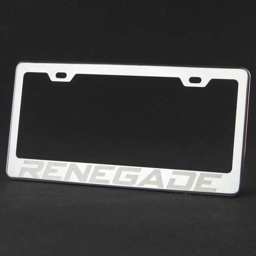 One Renegade Laser Engraved Stainless Steel License Plate Frame Chrome Screw Cap - Imagen 10 de 12