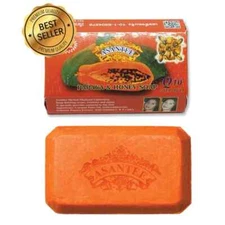Asantee Papaya & Honey Soap Thai Herbal Lightening Soap 125 g. x 4 Pcs.