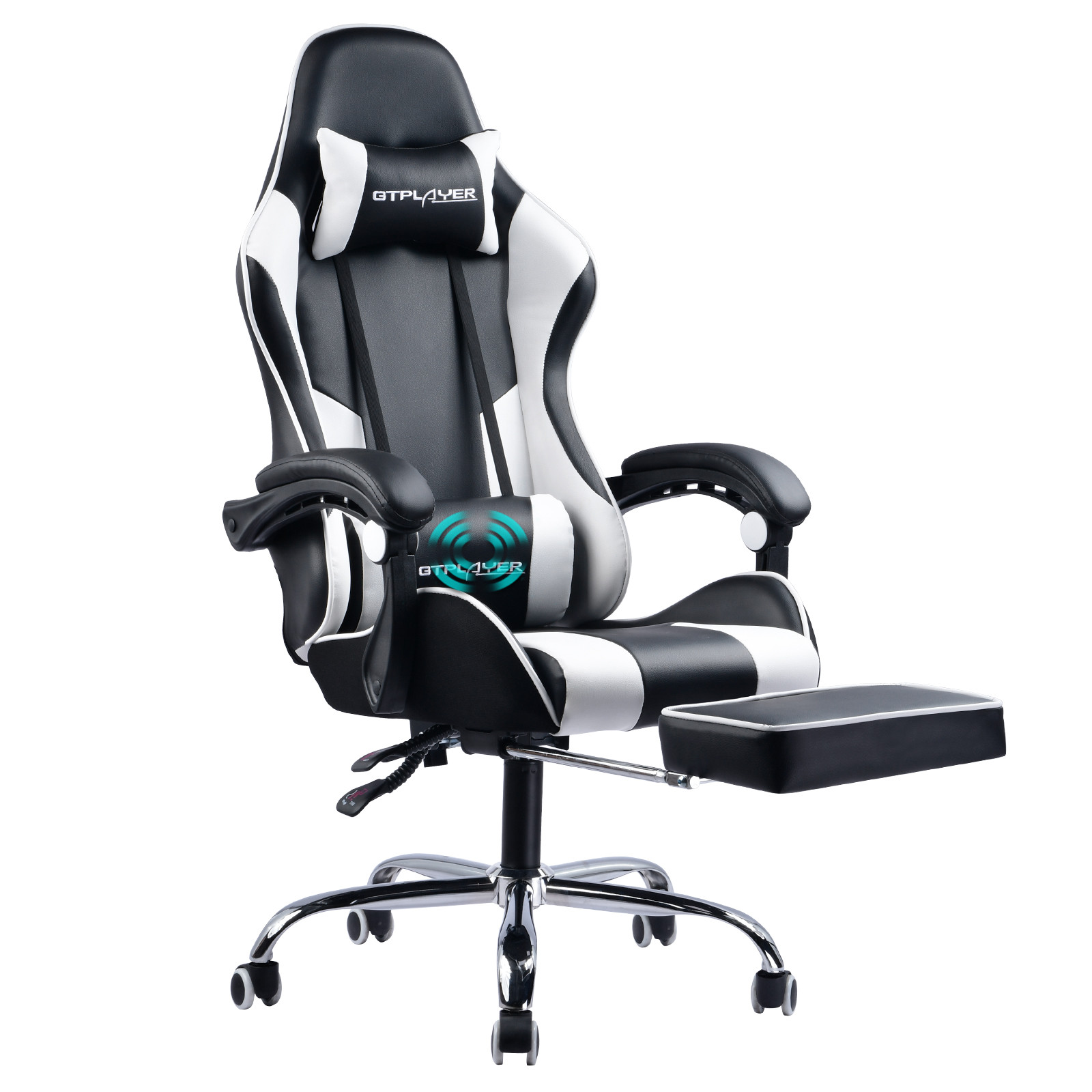 GTPLAYER Leather Chair with Footrest and Ergonomic Massage Pillow(Color Options)