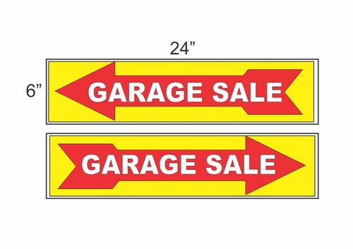 GARAGE SALE ARROW YELLOW & RED 6"x24" Plastic SIGNS Buy 1 Get 1 FREE 2 Sided - Picture 1 of 3