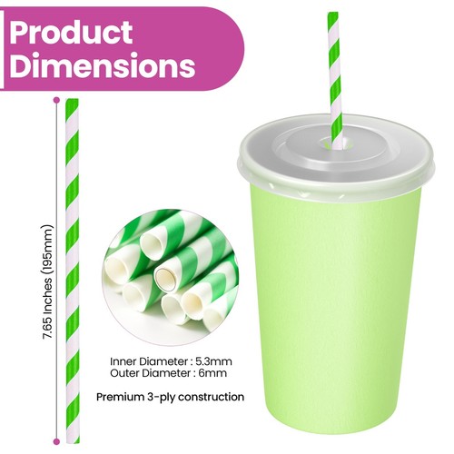 Retro 20cm Paper Drinking Straws Vintage Stripe Party Birthday Disposable Straw - Picture 27 of 72