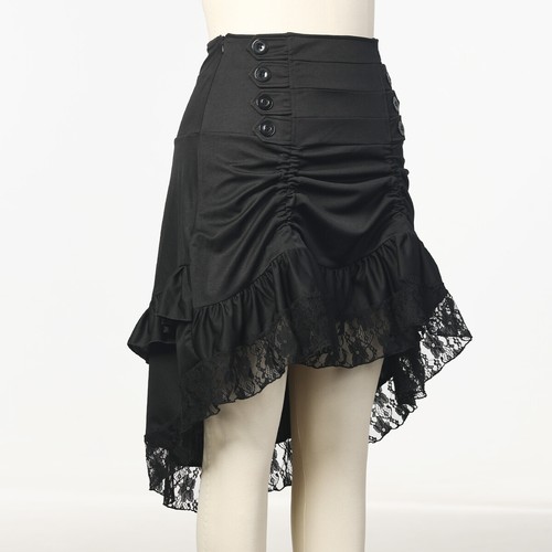 Women Skirt Steampunk Victorian Renaissance Gothic Lace Ruffled Skirt Asymmetric - Picture 10 of 59