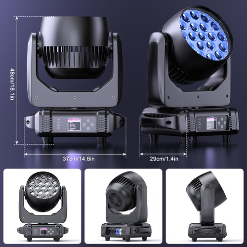 2 Stück 19x15W RGBW LED Zoom Moving Head Beam Licht DJ Party Bühnenlicht Halloween - Bild 21 von 26