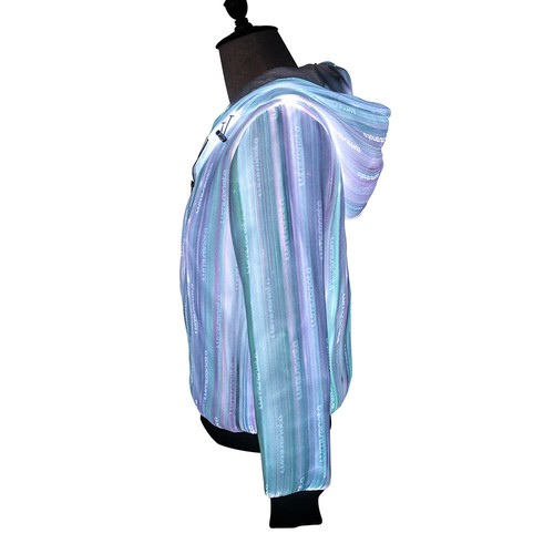 Men LED Hoodies Optic Fiber Hooded Jacket Party App Control RGB Lights Costume - Picture 10 of 15