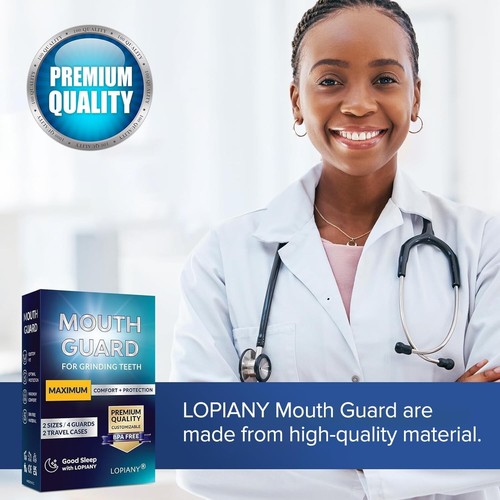 Mouth Bite Guard for Grinding Teeth 4 PACK 2 SIZES + Travel Cases: MAX Comfort - Picture 2 of 7