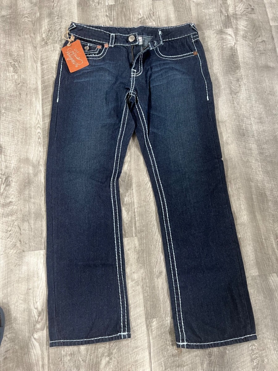 TRUE RELIGION JEANS Mens Billy Bootcut Medium Rise Dark Blue