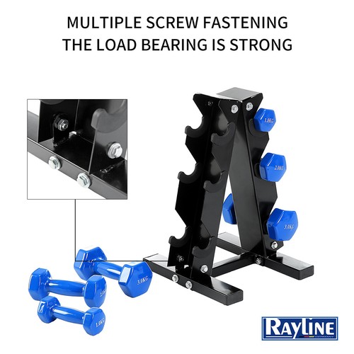Rayline Mancuernas 01 Soporte Metal para 6 Mancuernas Entrenamiento Fitness Culturismo - Imagen 4 de 7