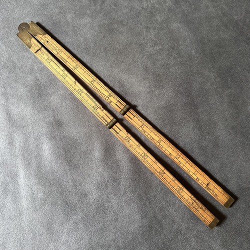 VINTAGE STANLEY RULE & LEVEL CO NO.51 BOXWOOD & BRASS FOLDING RULE MADE IN USA - Picture 5 of 9