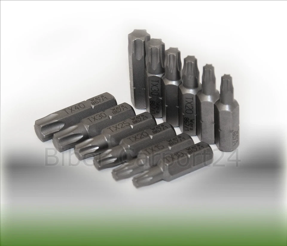 WERA Bits TX10-TX40, Torx 867/1 Z Bit T15 T20 T25 T30 T40 TX20 TX25 TX30 T-Drive