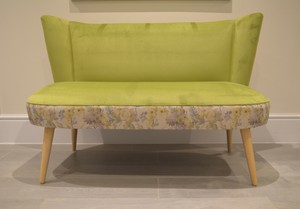Two Seater Cocktail Sofa Bench Seat In Lime Green Handmade In