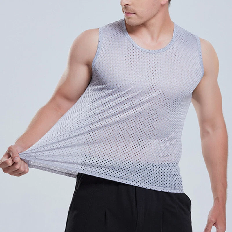 T-shirt Homme Wetlook Maille Transparente Résille Noire – Fermeture éclair