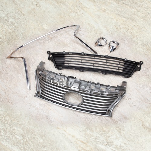 Fits 2013-2015 Lexus ES350 ES300H Front Grille Trims&Fog Light Ring Chrome Set - Picture 4 of 13