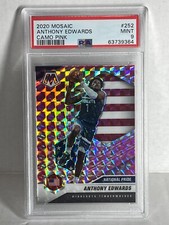 2020-21 Mosaic Anthony Edwards Pink Camo Prizm NP Rookie RC PSA 9  Wolves