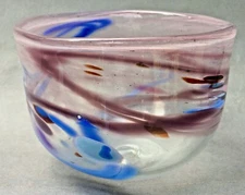 Modern studio glass bowl artist signed AW/SS 1988