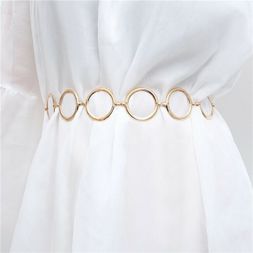 Gold Silver Waistband Metal Waist Chain Belt Women Ladies Fashion Charm Belt - Picture 4 of 17