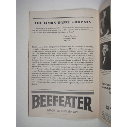 Limon Dance Company Playbill 1986 Joyce Theatre Maxwell Forster Hoving Monk - Picture 4 of 5