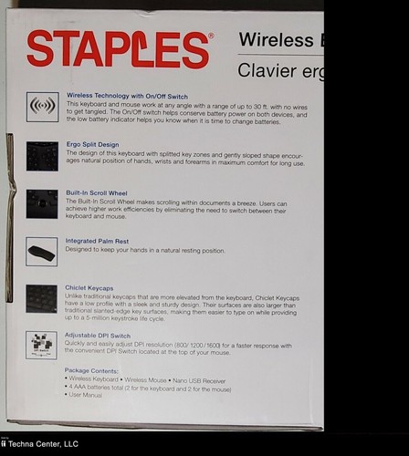 Staples Wireless Ergo Keyboard & Optical Mouse - 53231 - Picture 4 of 5