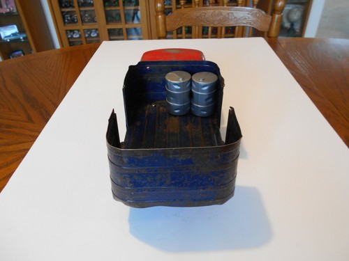 Vintage 1951-1953 Structo Barrel Truck, #811, Wind-Up, Red & Blue, 12.75", Used - Picture 7 of 12
