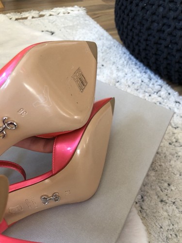 SERGIO LEVANTESI Lackleder Sandale Slingback Gr. 36 Fuchsia Farbe Mit Karton NEU - Imagen 7 de 8