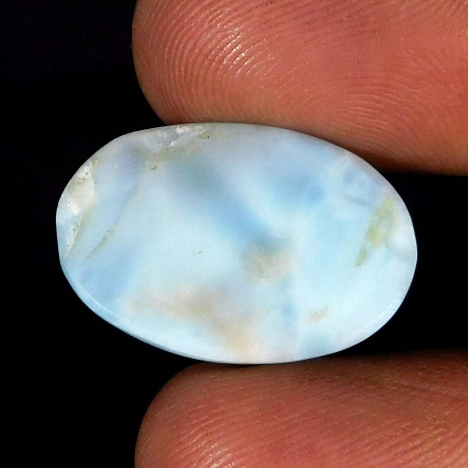 ABC Jewelry Mart - Cabujón de larimar azul cielo dominicano de 0.984 in, calibrado, piedra semipreciosa, corte a mano, Gema, Larimar