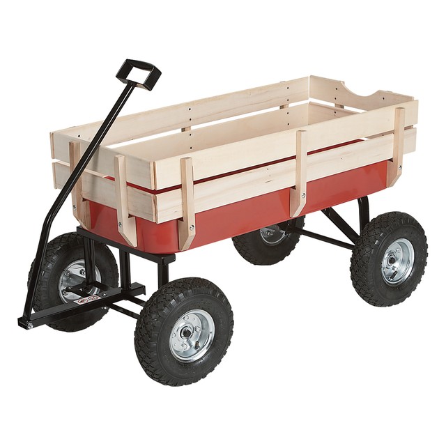 red wagons with wooden sides