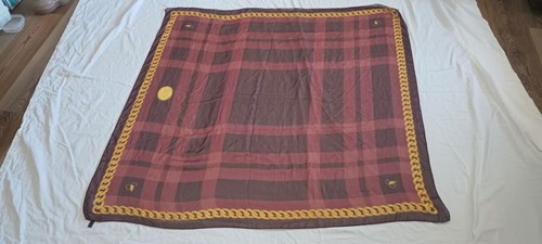 Sciarpa scialle seta Basile vintage 55” quadrato ITALIA rosso marrone corda oro nautica - Foto 13 di 21